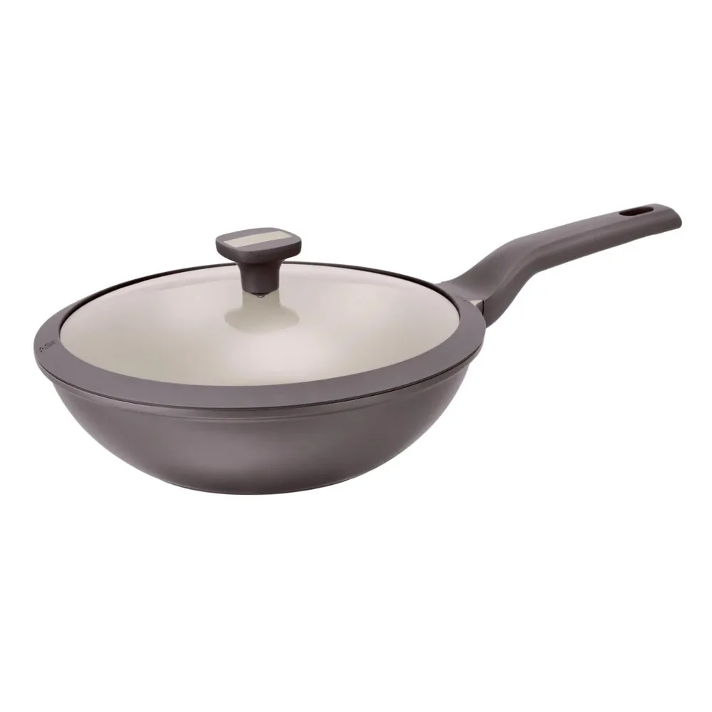 Tigaie wok BSW1230, cu capac, aluminiu, gri, 30 cm