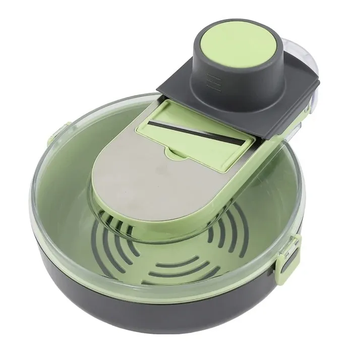 Tocator legume C351, plastic + inox, verde + gri, 29.5 x 22.5 x 9 cm
