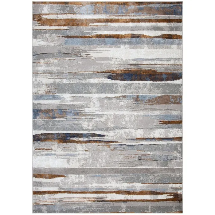 Traversa Weston 911687-TT3-C, 80 x 250 cm, poliester, albastru + gri + maro, dreptunghiulara
