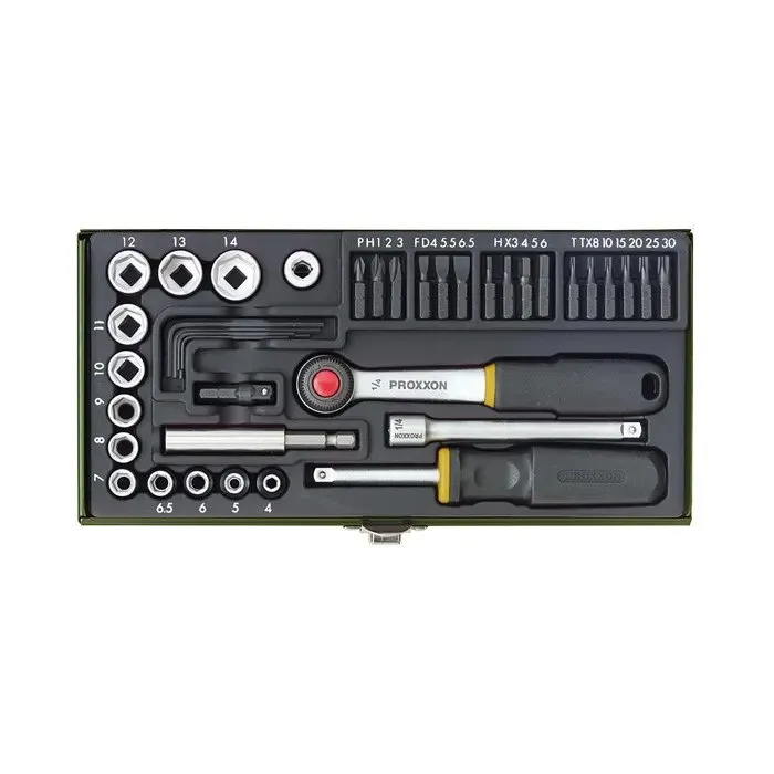 Trusa chei tubulare, Proxxon, 39 piese, adaptor magnetic, cutie metalica