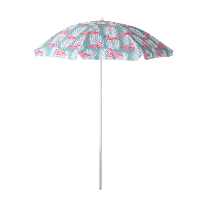Umbrela soare de plaja / gradina, rotunda, structura metal, multicolor, D 160 cm