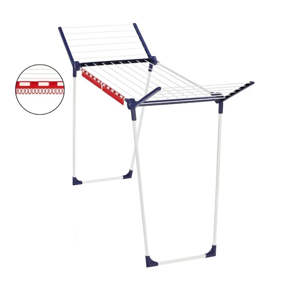 Uscator rufe Leifheit Pegasus 180 Classic, cu suport pentru sosete, alb + albastru, metal + plastic, 1570 x 870 x 660 mm, 18 m