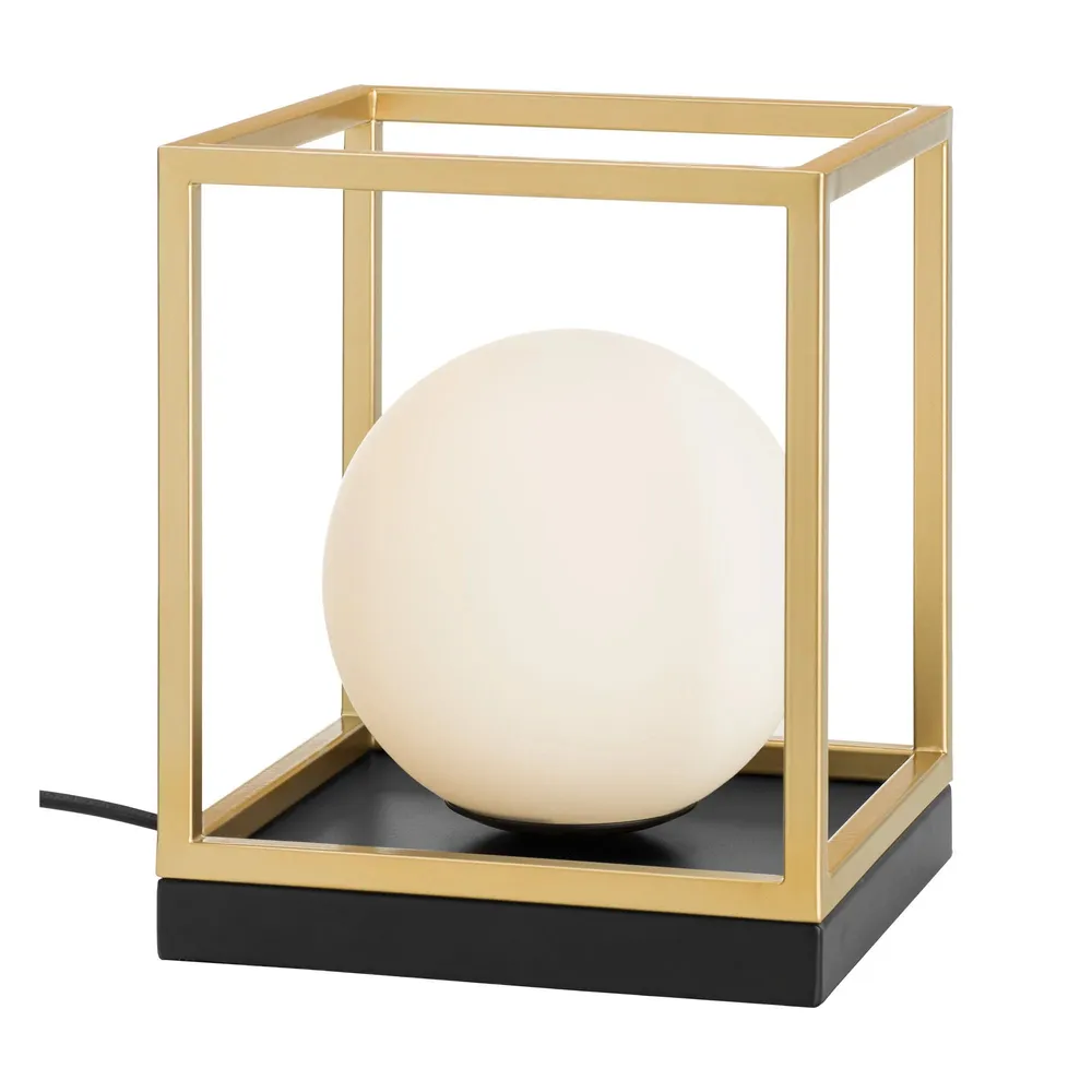 Veioza Zodiac 01-3052, negru + alama + alb, 180x180x200mm