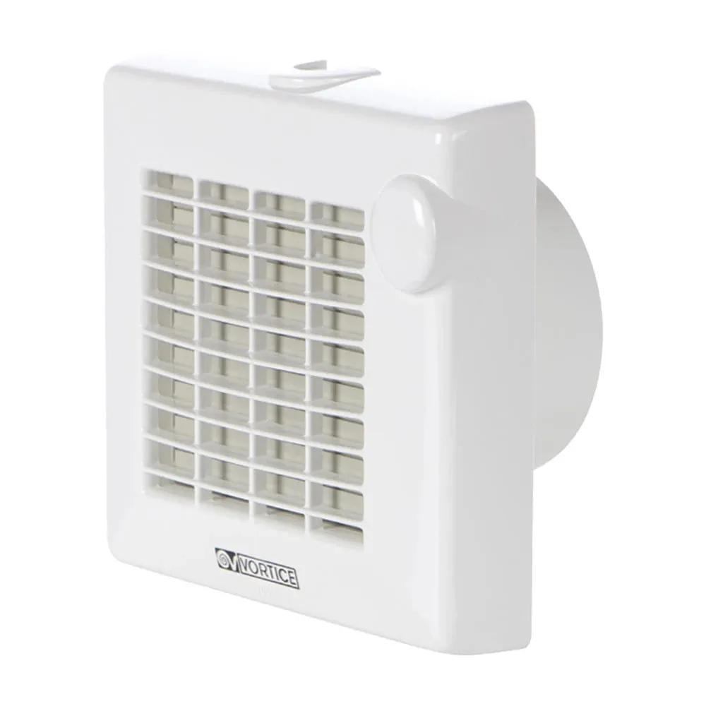 Ventilator baie, axial, Vortice Punto M 100/4" A 11221, cu jaluzele automate, plastic, IPX4, 18 W, 2300 RPM, 90 mc/h, D 100 mm