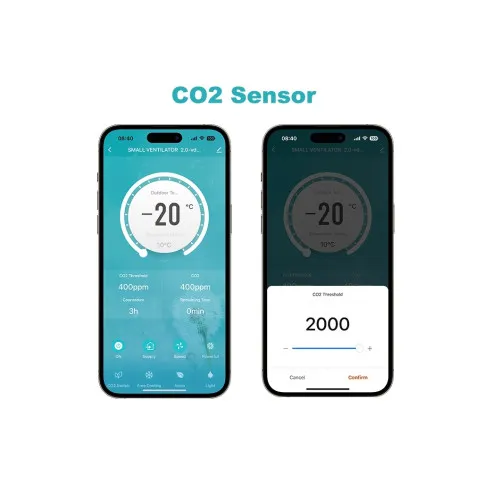 Ventilator inteligent WiFi cu recuperare de caldura si senzor CO2 220V CO2 — imaginea 3