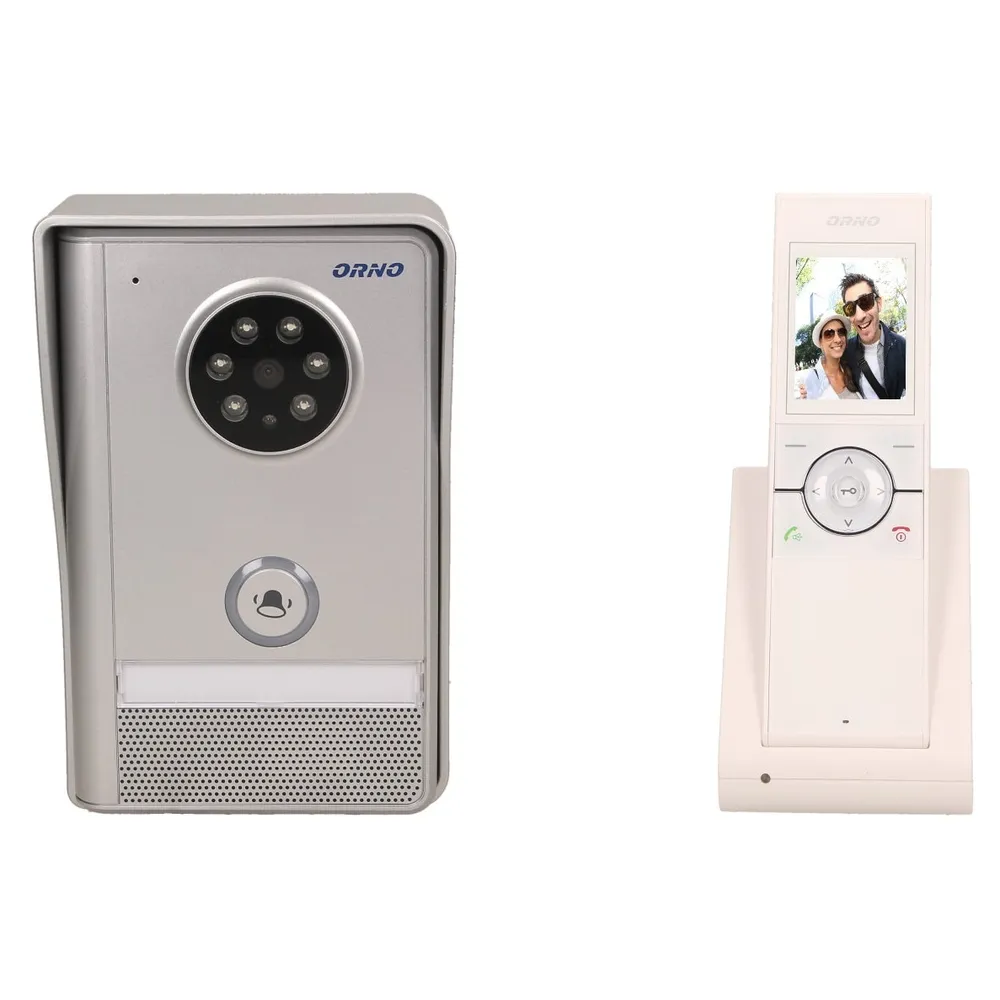 Videointerfon SEMIS MEMO ORNO OR-VID-XE-1051/W, color, wireless, display LCD 2.4 ", 3 sonerii, iluminare noaptea, alb