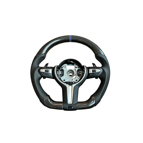 Volan sport piele si carbon compatibil cu modelele BMW Seria 5 F10,F11,F07 Seria 6 F06,F12,F13 Seria 7 F01,F02