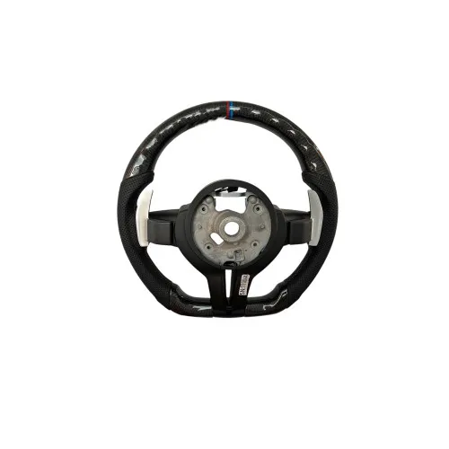 Volan sport piele si carbon compatibil cu modelele BMW Seria 5 F10,F11,F07 Seria 6 F06,F12,F13 Seria 7 F01,F02 — imaginea 5