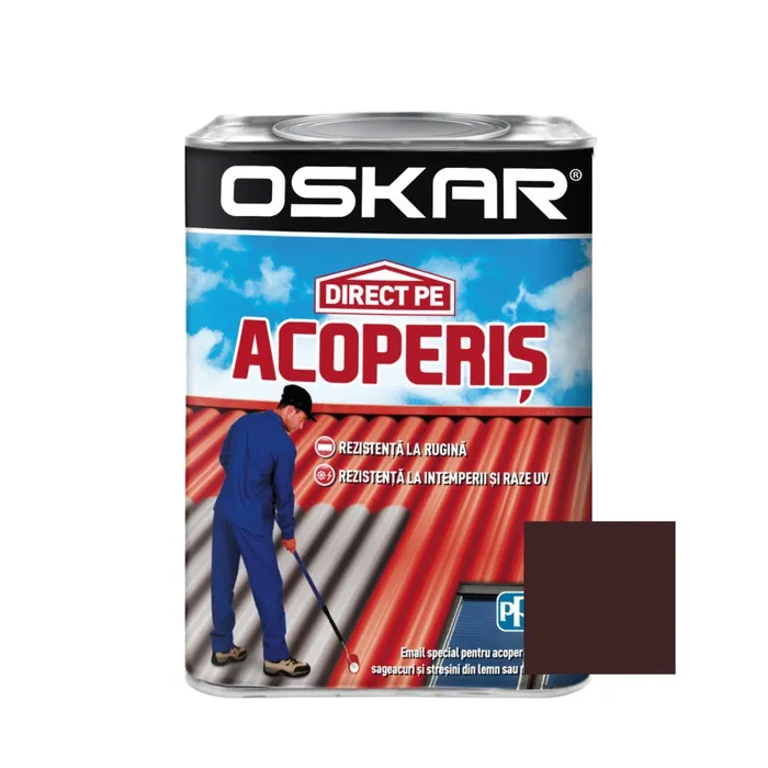 Vopsea alchidica Direct pe acoperis Oskar, exterior, maro ciocolatiu, 0.75 L