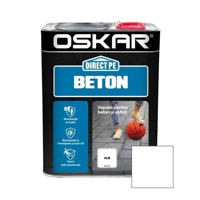 Vopsea alchidica Direct pe beton Oskar, interior / exterior, alb, 2.5 L