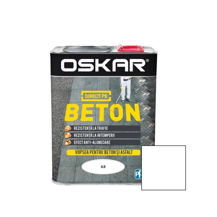 Vopsea alchidica Direct pe beton Oskar, interior / exterior, alb, 2.5 L