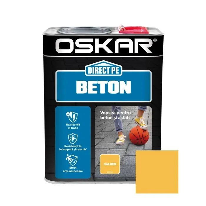 Vopsea alchidica Direct pe beton Oskar, interior / exterior, galben, 2.5 L