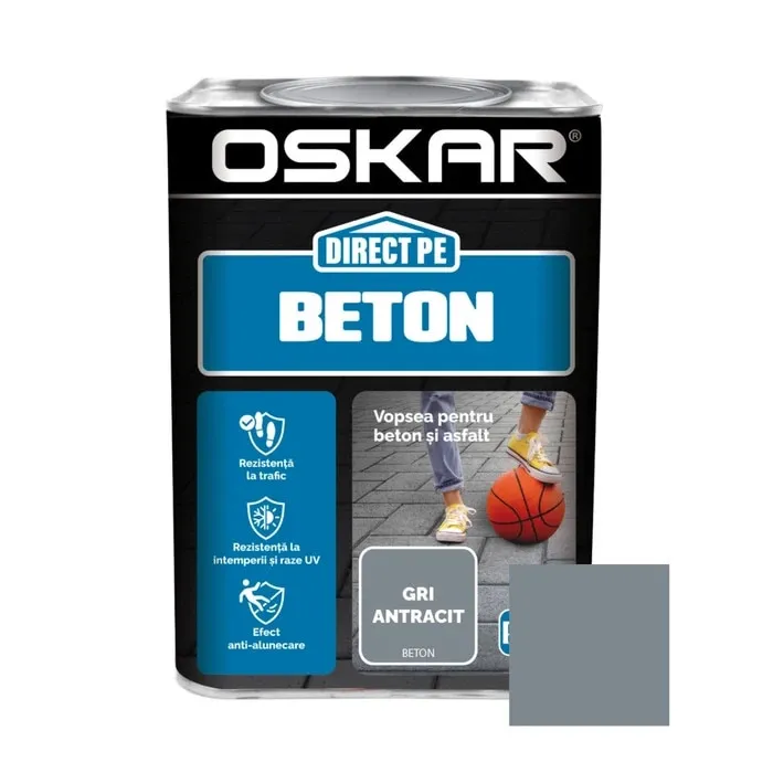 Vopsea alchidica Direct pe beton Oskar, interior / exterior, gri antracit, 0.75 L
