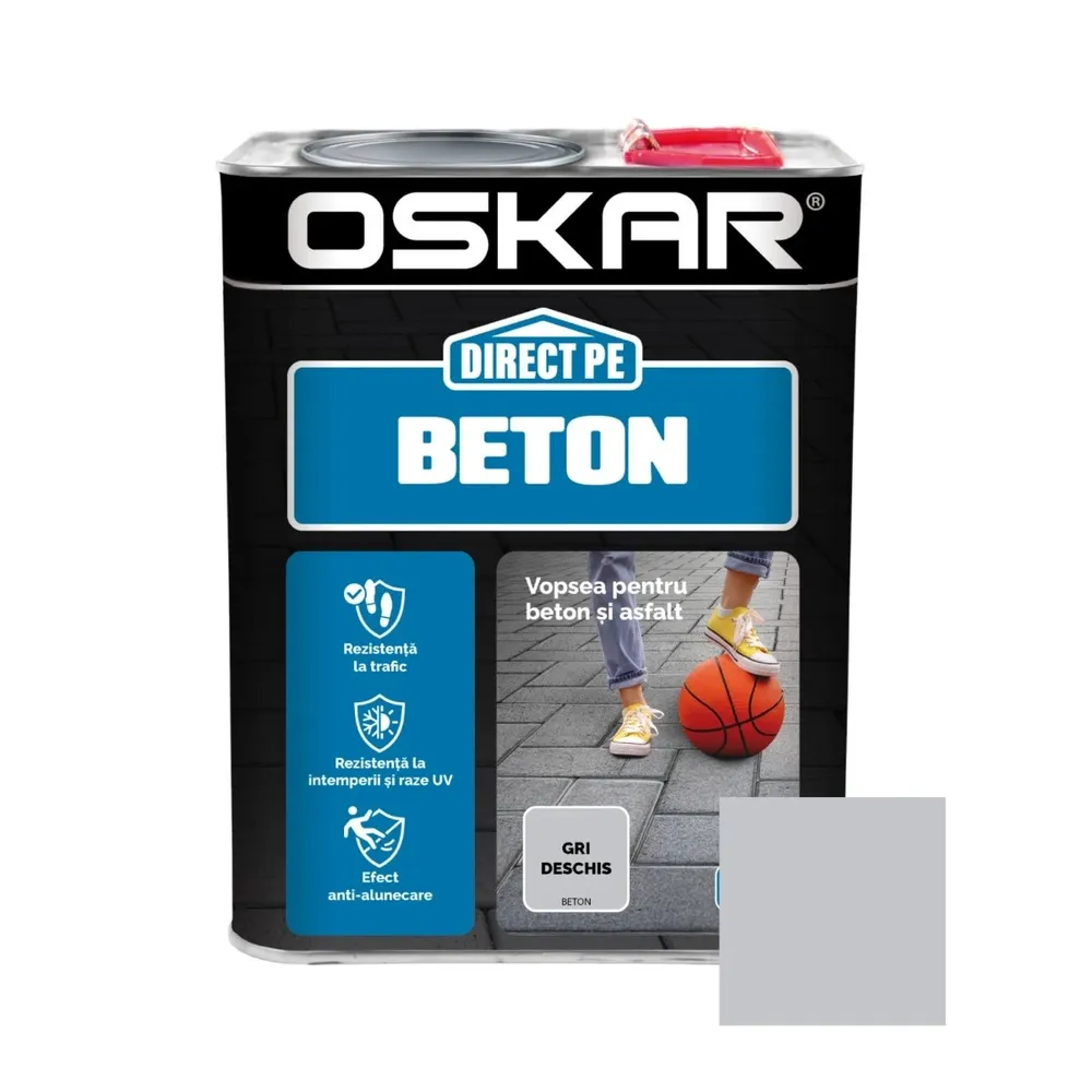 Vopsea alchidica Direct pe beton Oskar, interior / exterior, gri deschis, 2.5 L