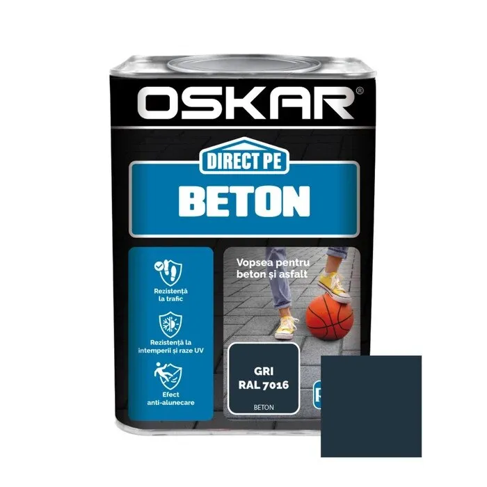 Vopsea alchidica Direct pe beton Oskar, interior / exterior, gri RAL 7016, 0.75 L
