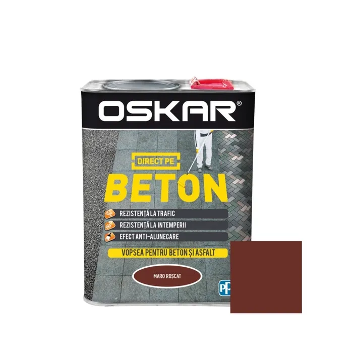 Vopsea alchidica Direct pe beton Oskar, interior / exterior, maro roscat, 2.5 L