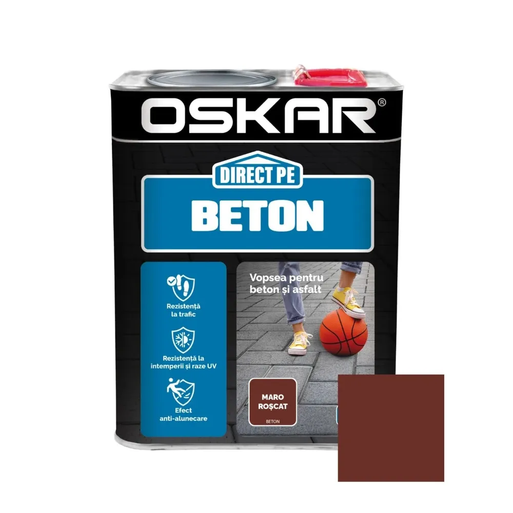 Vopsea alchidica Direct pe beton Oskar, interior / exterior, maro roscat, 2.5 L