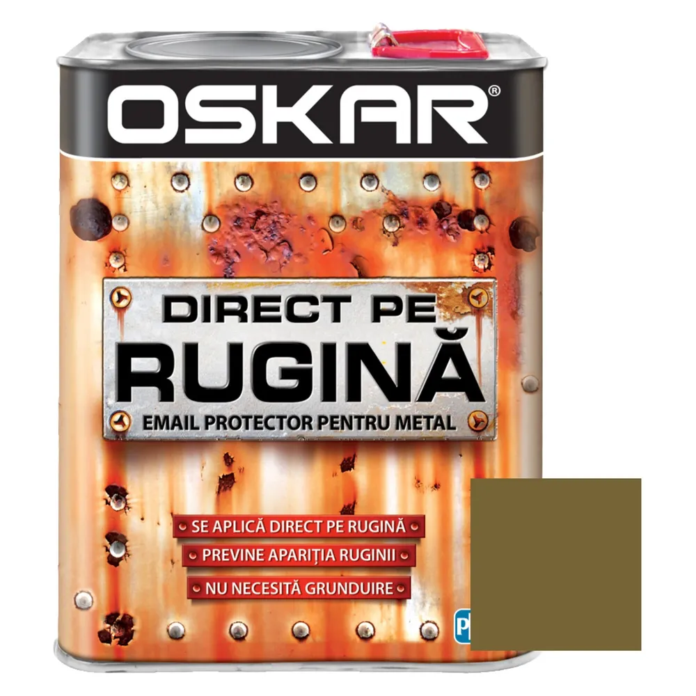 Vopsea alchidica Oskar Direct pe rugina, interior / exterior, auriu metalizat, 2.5 L