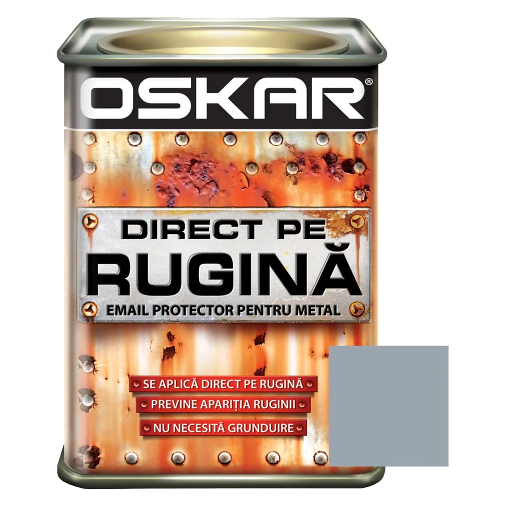 Vopsea alchidica Oskar Direct pe rugina, interior / exterior, gri lucios, 0.5 L