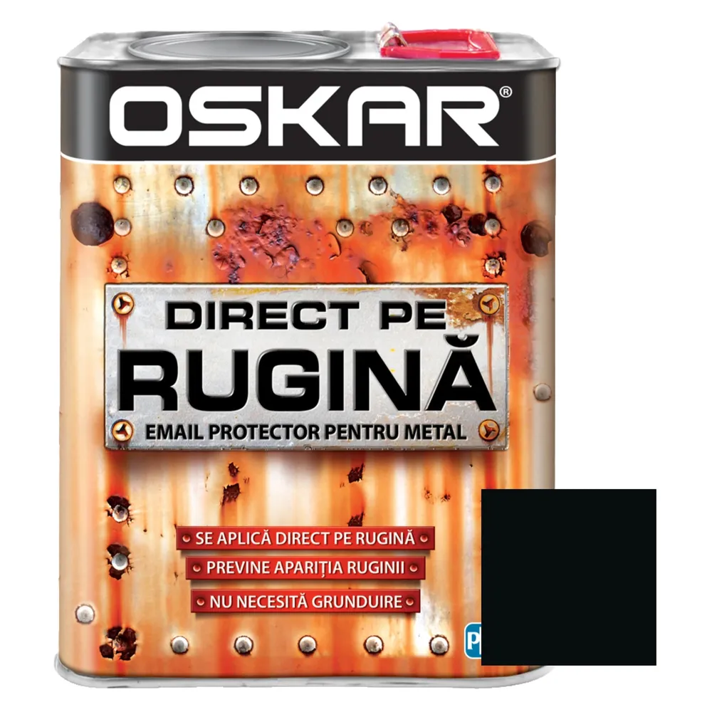 Vopsea alchidica Oskar Direct pe rugina, interior / exterior, negru mat - fier forjat, 2.5 L