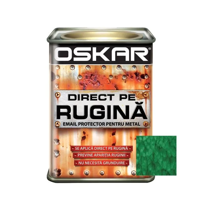 Vopsea alchidica Oskar Direct pe rugina, interior / exterior, verde inchis - lovitura de ciocan, 0.5 L
