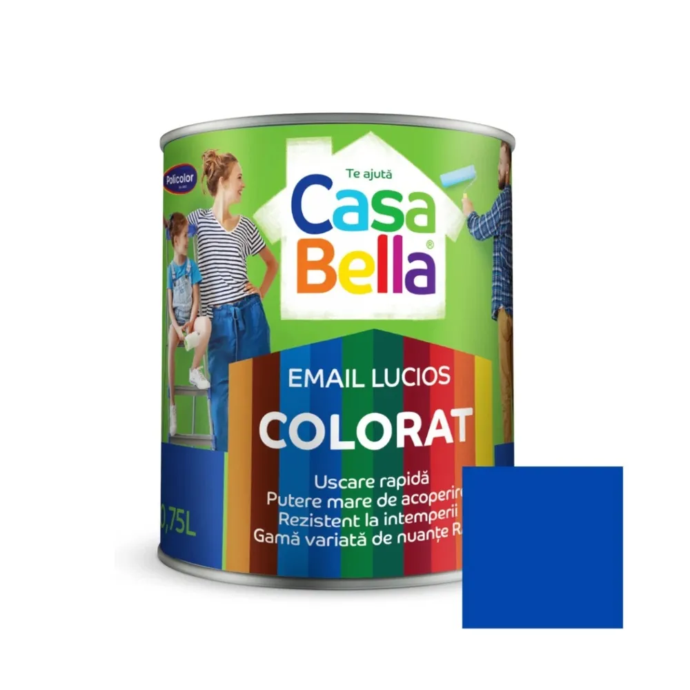 Vopsea alchidica pentru lemn / metal, Casabella, interior / exterior, albastru inchis, 0.75 L