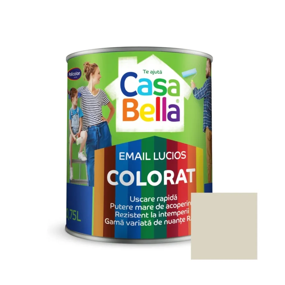 Vopsea alchidica pentru lemn / metal, Casabella, interior / exterior, crem, 0.75 L