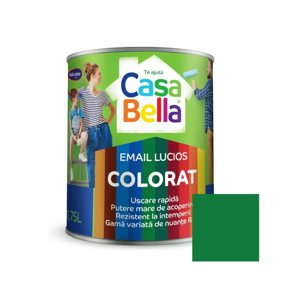 Vopsea alchidica pentru lemn / metal, Casabella, interior / exterior, verde, 0.75 L