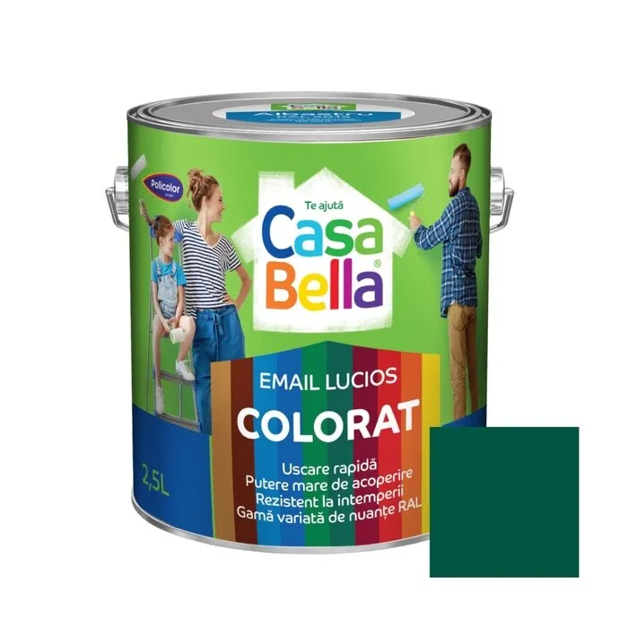 Vopsea alchidica pentru lemn / metal, Casabella, interior / exterior, visiniu, 2.5 L