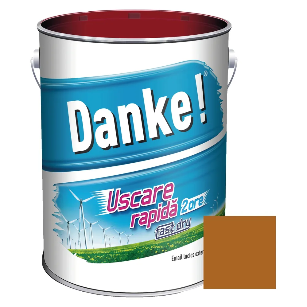 Vopsea alchidica pentru lemn / metal, Danke! Uscare Rapida, interior / exterior, maro / ocru, 4 L
