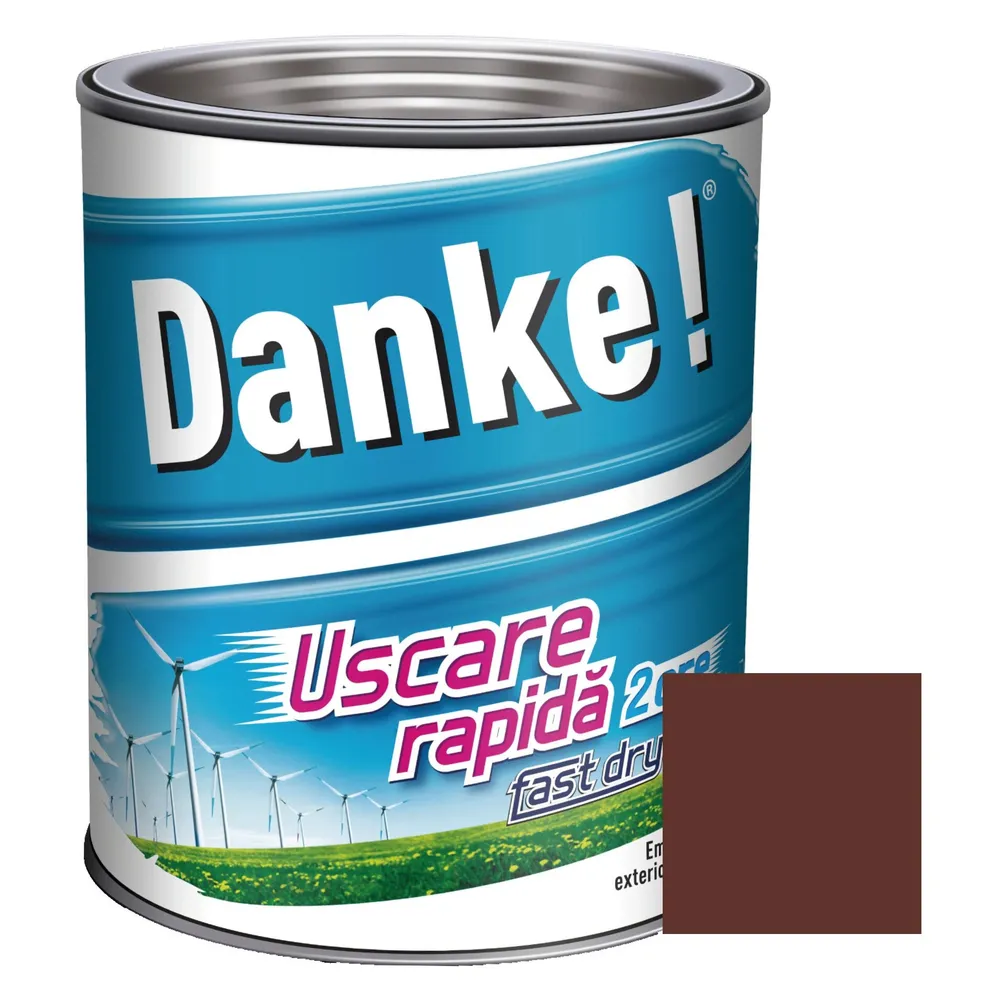 Vopsea alchidica pentru lemn / metal, Danke! Uscare Rapida, interior / exterior, maro roscat, 0.75 L