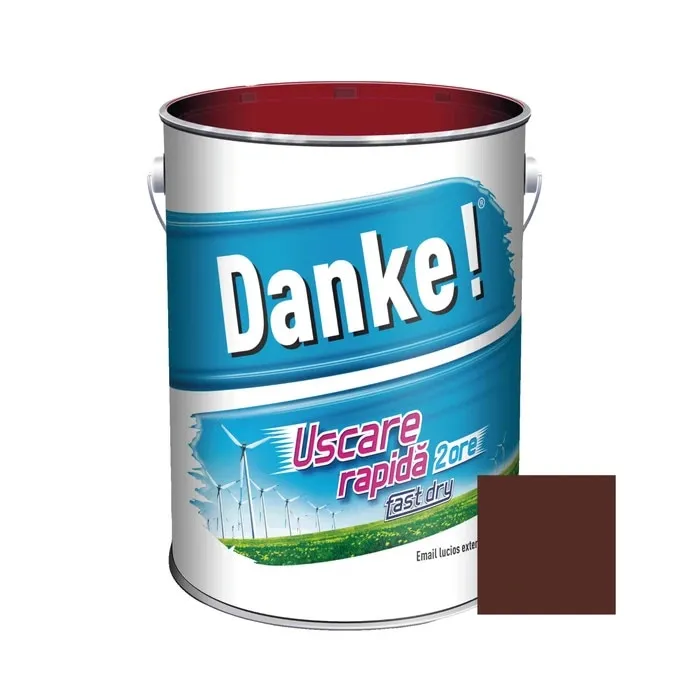 Vopsea alchidica pentru lemn / metal, Danke! Uscare Rapida, interior / exterior, maro roscat, 4 L
