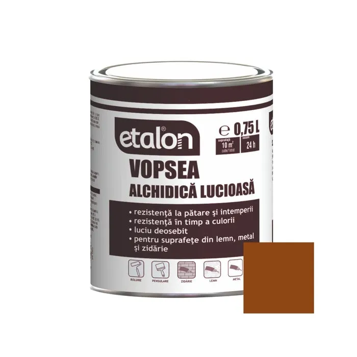 Vopsea alchidica pentru lemn / metal, Etalon, interior / exterior, maro, 0.75 L