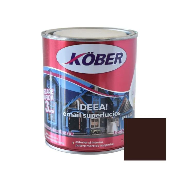 Vopsea alchidica pentru lemn / metal, Kober Ideea, interior / exterior, brun RAL 8017, 0.75 L