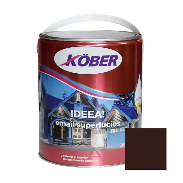 Vopsea alchidica pentru lemn / metal, Kober Ideea, interior / exterior, brun RAL 8017, 4 L