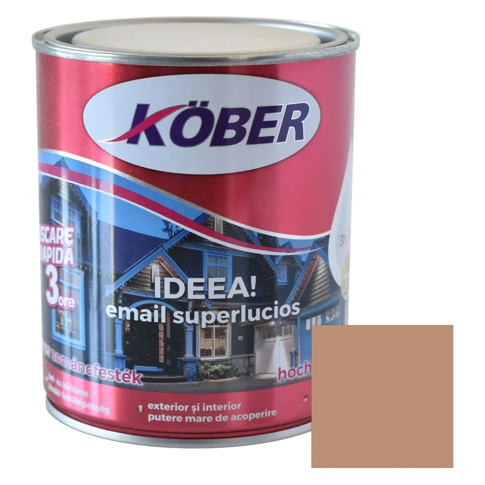 Vopsea alchidica pentru lemn / metal, Kober Ideea, interior / exterior, cafeniu, 0.75 L
