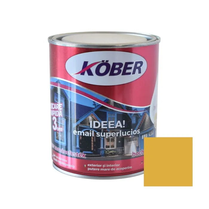 Vopsea alchidica pentru lemn / metal, Kober Ideea, interior / exterior, galben, 0.75 L