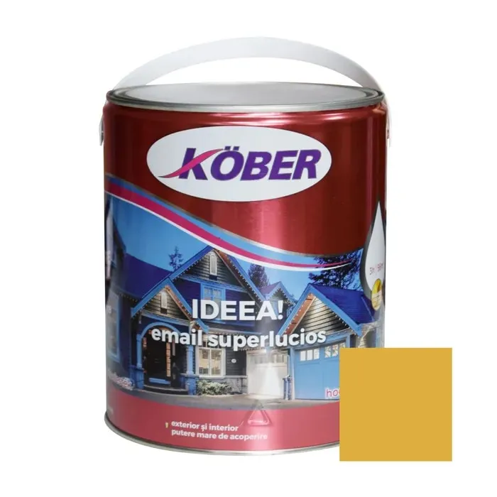 Vopsea alchidica pentru lemn / metal, Kober Ideea, interior / exterior, galben, 4 L
