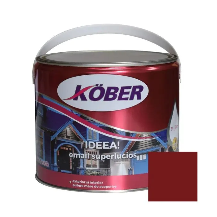 Vopsea alchidica pentru lemn / metal, Kober Ideea, interior / exterior, grena, 2.5 L