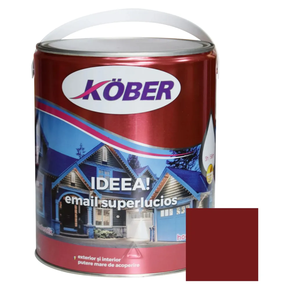 Vopsea alchidica pentru lemn / metal, Kober Ideea, interior / exterior, grena, 4 L