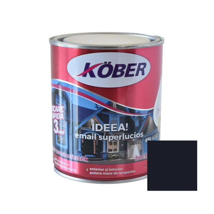Vopsea alchidica pentru lemn / metal, Kober Ideea, interior / exterior, gri antracit, 0.75 L