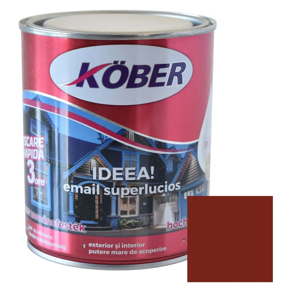 Vopsea alchidica pentru lemn / metal, Kober Ideea, interior / exterior, maro, 0.75 L