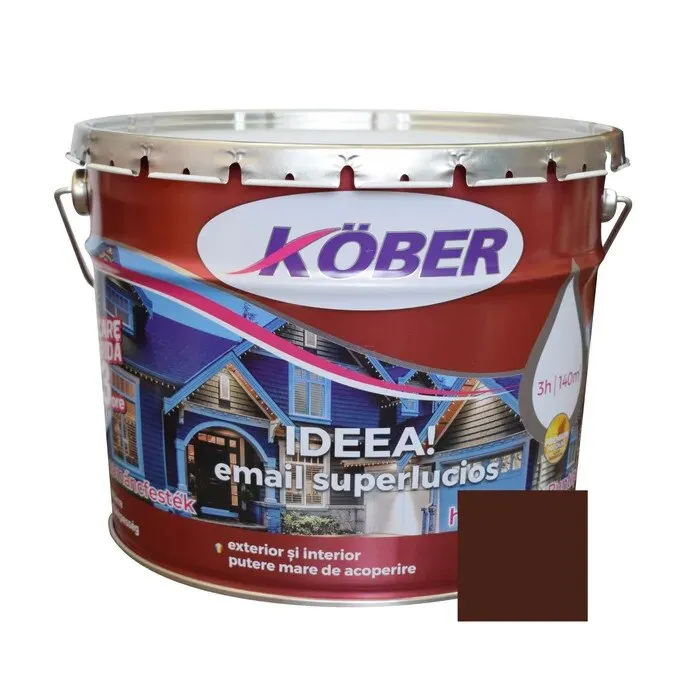 Vopsea alchidica pentru lemn / metal, Kober Ideea, interior / exterior, maro deschis, 10 L
