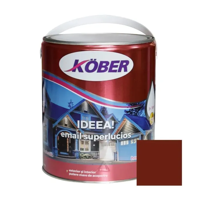 Vopsea alchidica pentru lemn / metal, Kober Ideea, interior / exterior, maro roscat, 4 L