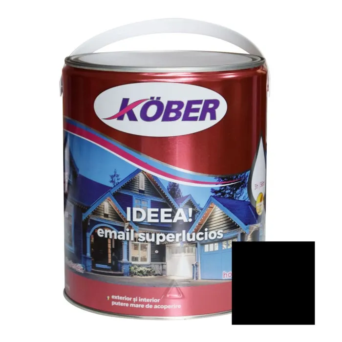 Vopsea alchidica pentru lemn / metal, Kober Ideea, interior / exterior, negru, 4 L