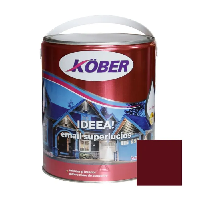 Vopsea alchidica pentru lemn / metal, Kober Ideea, interior / exterior, rosu vin, 4 L