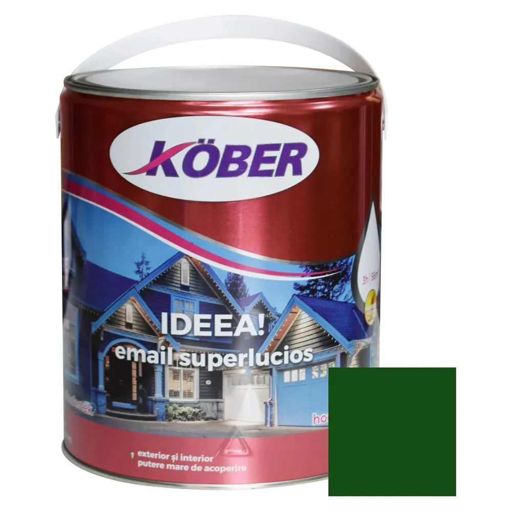 Vopsea alchidica pentru lemn / metal, Kober Ideea, interior / exterior, verde luminos, 4 L