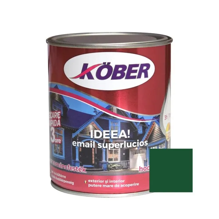 Vopsea alchidica pentru lemn / metal, Kober Ideea, interior / exterior, verde mediu, 0.75 L