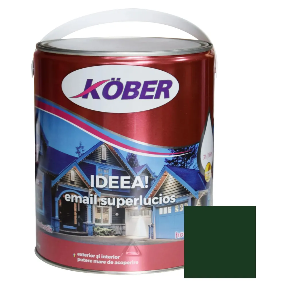 Vopsea alchidica pentru lemn / metal, Kober Ideea, interior / exterior, verde mediu, 4 L