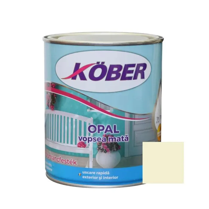 Vopsea alchidica pentru lemn / metal, Kober Opal, interior / exterior, ivoire luminos, 2.5 L